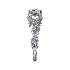 Gabriel & Co. Camelia - Platinum Floral Round Diamond Engagement Ring