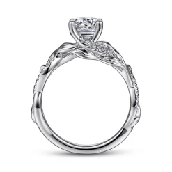 Gabriel & Co. Camelia - Platinum Floral Round Diamond Engagement Ring