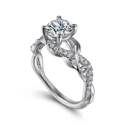 Gabriel & Co. Camelia - Platinum Floral Round Diamond Engagement Ring