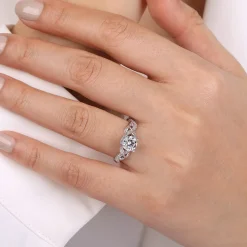 Gabriel & Co. Camelia - Platinum Floral Round Diamond Engagement Ring