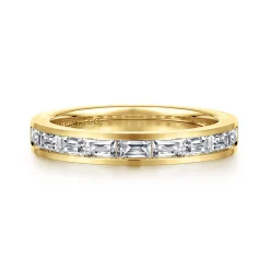 Gabriel & Co. Camellia - 14K Yellow Gold Channel Set Baguette Diamond Anniversary Band - 1.3 ct