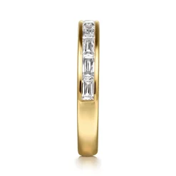 Clearance Gabriel & Co. Camellia - 14K Yellow Gold Channel Set Baguette Diamond Anniversary Band - 0.75 ct