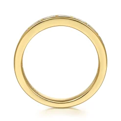 Clearance Gabriel & Co. Camellia - 14K Yellow Gold Channel Set Baguette Diamond Anniversary Band - 0.75 ct