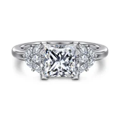 New Gabriel & Co. Cami - 14K White Gold Princess Cut Diamond Engagement Ring