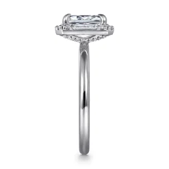 Hot Gabriel & Co. Cammie - 14K White Gold Halo Emerald Cut Diamond Engagement Ring