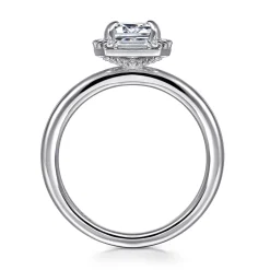 Hot Gabriel & Co. Cammie - 14K White Gold Halo Emerald Cut Diamond Engagement Ring