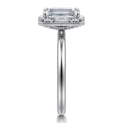 Best Gabriel & Co. Cammie - 14K White Gold Halo Emerald Cut Diamond Engagement Ring