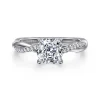 Clearance Gabriel & Co. Campana - 14K White Gold Cushion Cut Twisted Diamond Engagement Ring