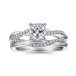 Clearance Gabriel & Co. Campana - 14K White Gold Cushion Cut Diamond Engagement Ring