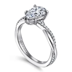 Hot Gabriel & Co. Campana - 14K White Gold Pear ShapeTwisted Diamond Engagement Ring