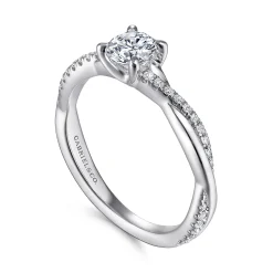 New Gabriel & Co. Campana - 14K White Gold Round Diamond Engagement Ring