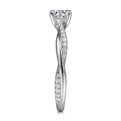 New Gabriel & Co. Campana - 14K White Gold Round Diamond Engagement Ring