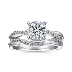 Outlet Gabriel & Co. Campana - 14K White Gold Round Diamond Engagement Ring
