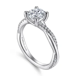 Outlet Gabriel & Co. Campana - 14K White Gold Round Diamond Engagement Ring
