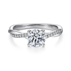 Outlet Gabriel & Co. Campana - 14K White Gold Round Diamond Engagement Ring