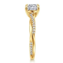 Hot Gabriel & Co. Campana - 18K Yellow Gold Cushion Cut Twisted Diamond Engagement Ring