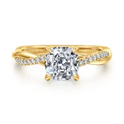 Hot Gabriel & Co. Campana - 18K Yellow Gold Cushion Cut Twisted Diamond Engagement Ring