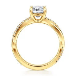 Hot Gabriel & Co. Campana - 18K Yellow Gold Cushion Cut Twisted Diamond Engagement Ring