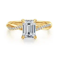 Online Gabriel & Co. Campana - 18K Yellow Gold Emerald Cut Twisted Diamond Engagement Ring