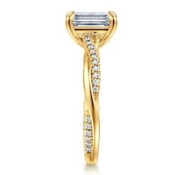 Online Gabriel & Co. Campana - 18K Yellow Gold Emerald Cut Twisted Diamond Engagement Ring