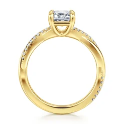Online Gabriel & Co. Campana - 14K Yellow Gold Emerald Cut Twisted Diamond Engagement Ring