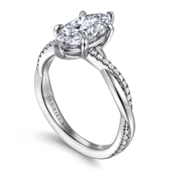 Outlet Gabriel & Co. Campana - 18K Yellow Gold Marquise Shape Twisted Diamond Engagement Ring