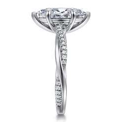 Outlet Gabriel & Co. Campana - 18K Yellow Gold Marquise Shape Twisted Diamond Engagement Ring