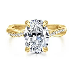 Clearance Gabriel & Co. Campana - 14K Yellow Gold Oval Diamond Engagement Ring