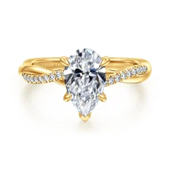 Online Gabriel & Co. Campana - 18K Yellow Gold Pear Shape Twisted Diamond Engagement Ring