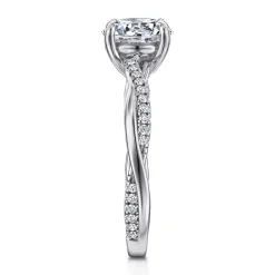 Gabriel & Co. Campana - 18K Yellow Gold Pear Shape Twisted Diamond Engagement Ring