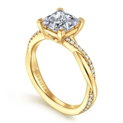 Hot Gabriel & Co. Campana - 18K Yellow Gold Princess Cut Twisted Diamond Engagement Ring