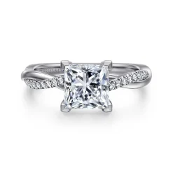 Outlet Gabriel & Co. Campana - 18K Yellow Gold Princess Cut Twisted Diamond Engagement Ring