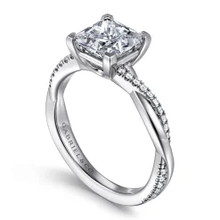 Outlet Gabriel & Co. Campana - 18K Yellow Gold Princess Cut Twisted Diamond Engagement Ring