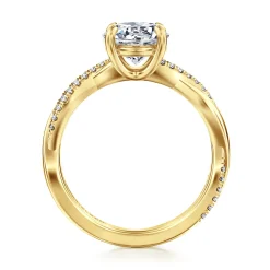 New Gabriel & Co. Campana - 14K Yellow Gold Round Twisted Diamond Engagement Ring