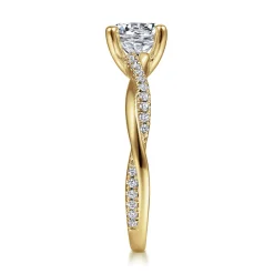 Hot Gabriel & Co. Campana - 14K Yellow Gold Twisted Round Diamond Engagement Ring