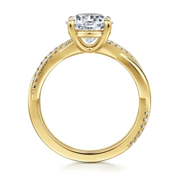 Online Gabriel & Co. Campana - 14K Yellow Gold Twisted Round Diamond Engagement Ring