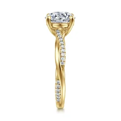 Online Gabriel & Co. Campana - 14K Yellow Gold Twisted Round Diamond Engagement Ring