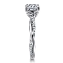 Clearance Gabriel & Co. Campana - Platinum Cushion Cut Twisted Diamond Engagement Ring