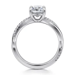 Clearance Gabriel & Co. Campana - Platinum Cushion Cut Twisted Diamond Engagement Ring