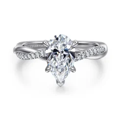 Discount Gabriel & Co. Campana - Platinum Pear Shape Twisted Diamond Engagement Ring