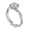 New Gabriel & Co. Campana - Platinum Pear Shape Twisted Diamond Engagement Ring