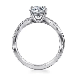 New Gabriel & Co. Campana - Platinum Pear Shape Twisted Diamond Engagement Ring
