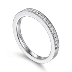 Online Gabriel & Co. Capri - Vintage Inspired 14K White Gold Micro Pave Diamond Wedding Band - 0.17 ct