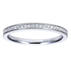 Online Gabriel & Co. Capri - Vintage Inspired 14K White Gold Micro Pave Diamond Wedding Band - 0.17 ct