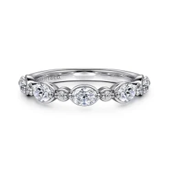 Sale Gabriel & Co. Captivate - 14K White Gold Bezel Set Oval and Round Diamond Anniversary Band - 0.8 ct