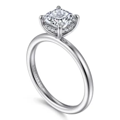 Sale Gabriel & Co. Cari - 18K White Gold Cushion Cut Diamond Engagement Ring