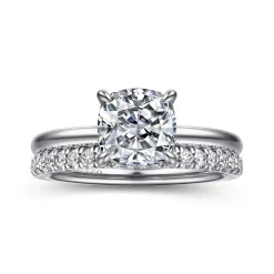 Discount Gabriel & Co. Cari - 14K White Gold Cushion Diamond Engagement Ring