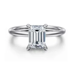 Sale Gabriel & Co. Cari - 14K White Gold Emerald Cut Diamond Engagement Ring