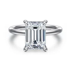 Clearance Gabriel & Co. Cari - 14K White Gold Emerald Cut Diamond Engagement Ring