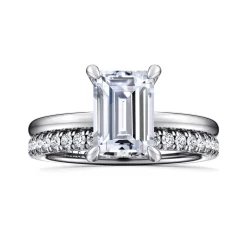 New Gabriel & Co. Cari - 14K White Gold Emerald Cut Diamond Engagement Ring